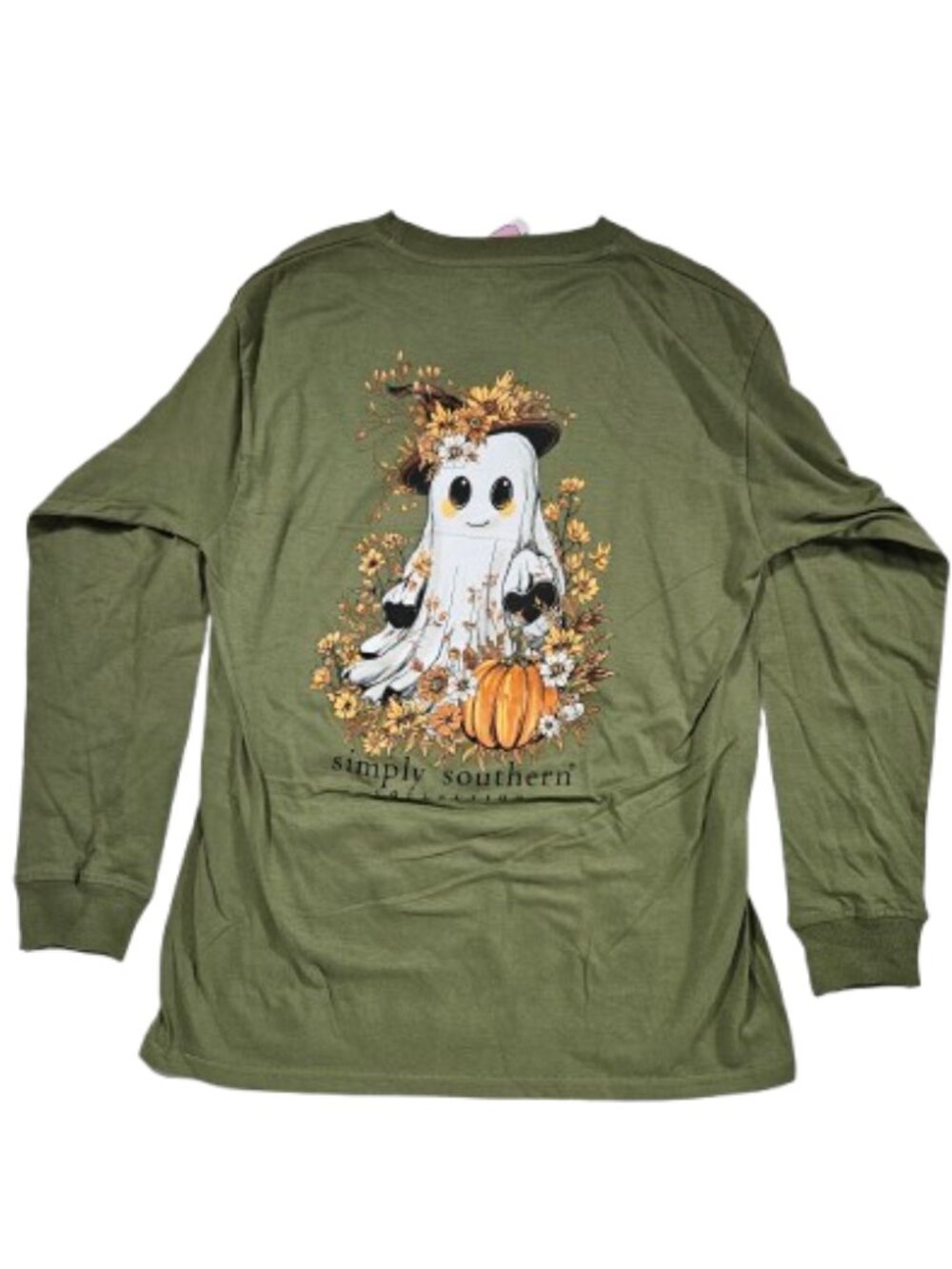 Simply Southern Fall Halloween Ghost Long Sleeve T-shirt Youth Size YL